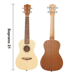 HRICANE Soprano zise Spruce Sapele Ukulele