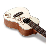 HRICANE Concert Ukulele 23 Inch Flower Spruce Top Sapele Ukulele