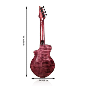 HRICANE concert size flame maple wood ukulele grape purple glossy finished