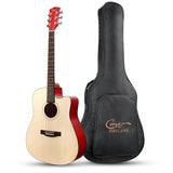 HRICANE GU-2 41 Inch Solid Spruce Top Folk Natural-Cutaway Acoustic Guitar
