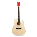 41 Inch Solid Spruce Top Folk Natural-Cutaway Acoustic Guitar