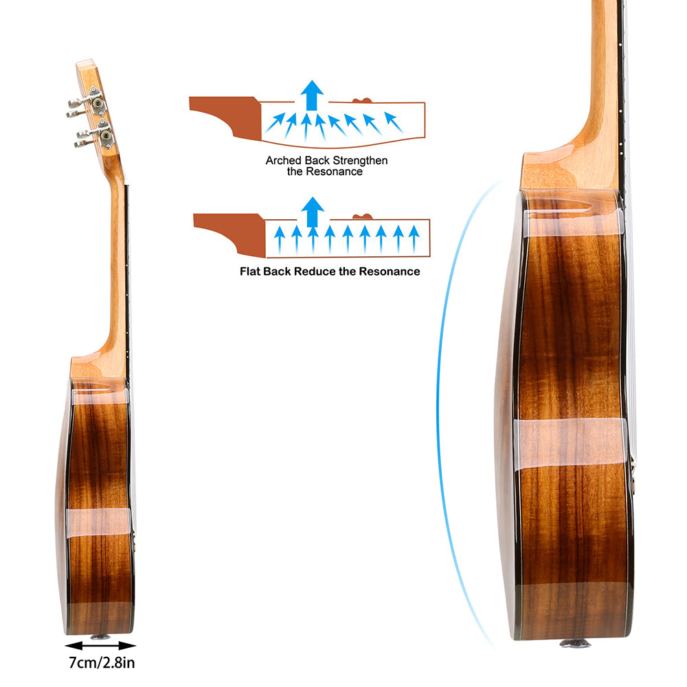 HRICANE Concert Solid Top Acacia Professional Ukulele Glossy Finished