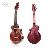 HRICANE concert size flame maple wood ukulele grape purple glossy finished