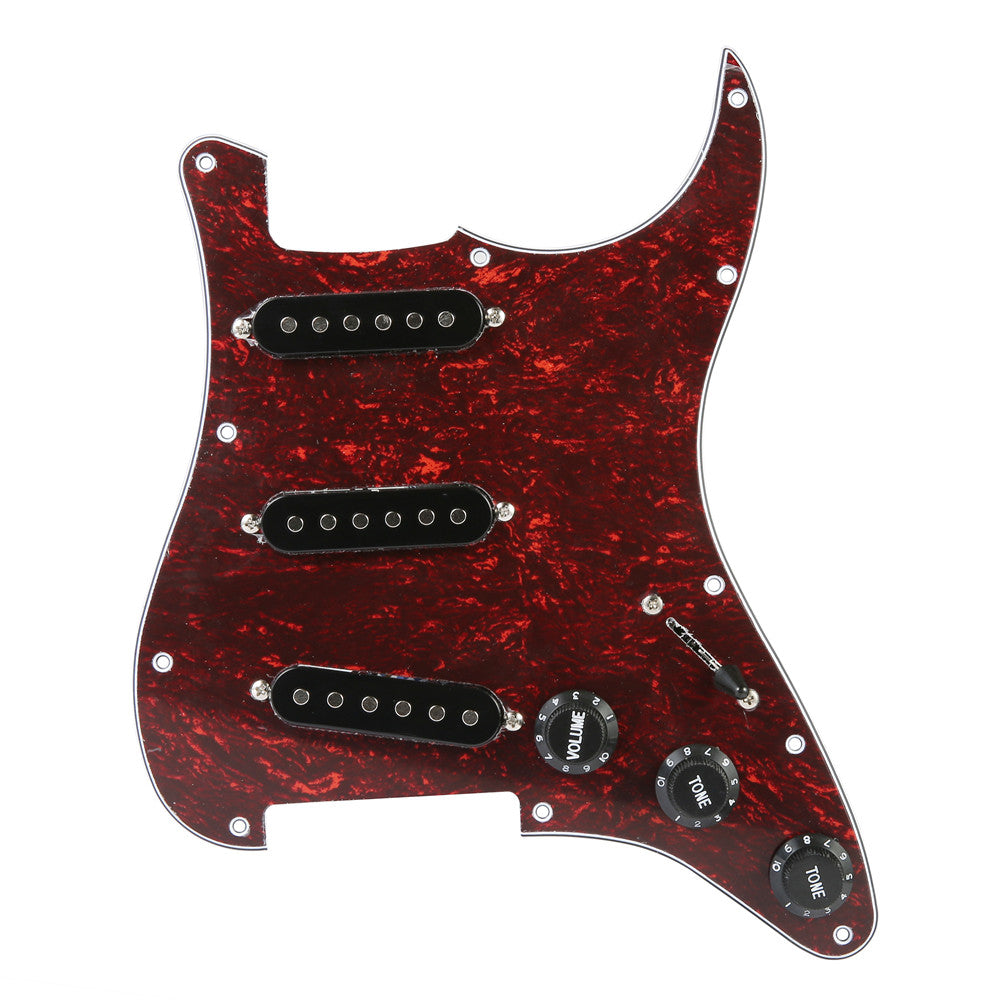 Prewired 9 hole loaded SSS stratocaster guitar Pickup SSS red Tortoise shell 3ply pickguard kit for fender stratocaster guitar