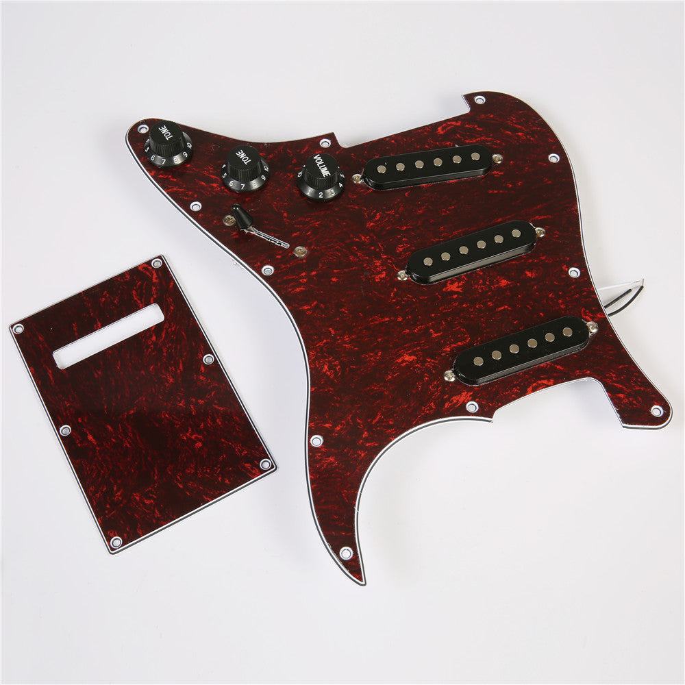 Prewired 9 hole loaded SSS stratocaster guitar Pickup SSS red Tortoise shell 3ply pickguard kit for fender stratocaster guitar