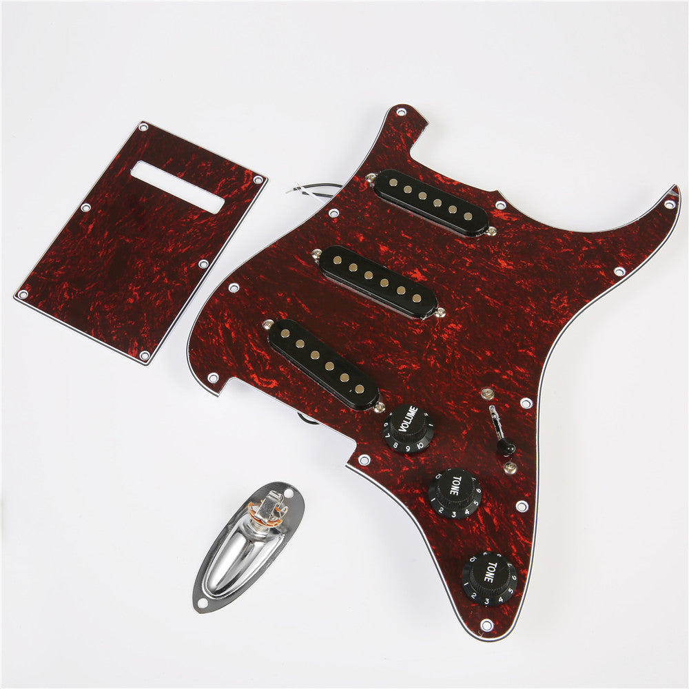Prewired 9 hole loaded SSS stratocaster guitar Pickup SSS red Tortoise shell 3ply pickguard kit for fender stratocaster guitar