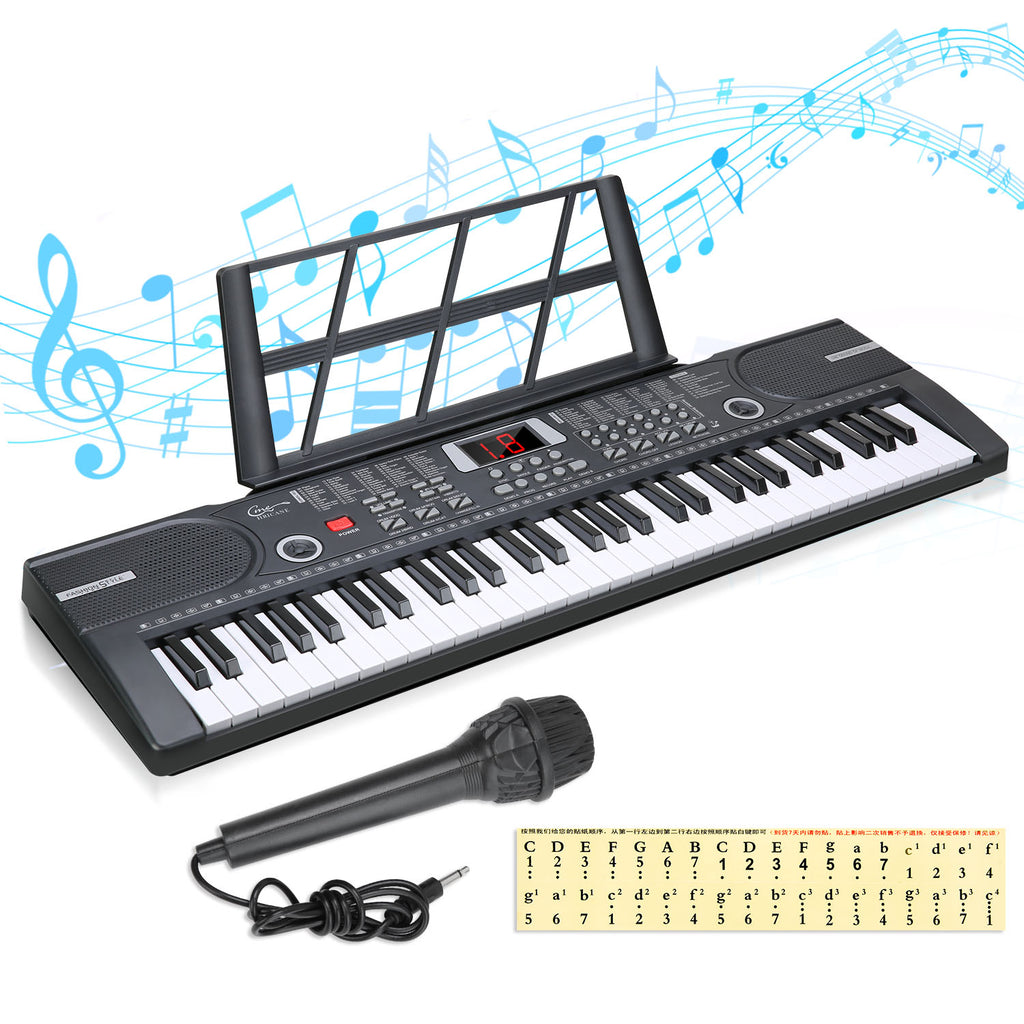 Piano Keyboard 61, Portable Piano Keyboard With Music Stand, Microphone,  Power Music Digital Piano Electronic Keyboard, Suitable For Children/adults