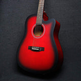 41 Inch Mahogany Spruce Top Red Cutaway Acoustic Guitar