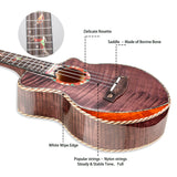 HRICANE concert size flame maple wood ukulele grape purple glossy finished